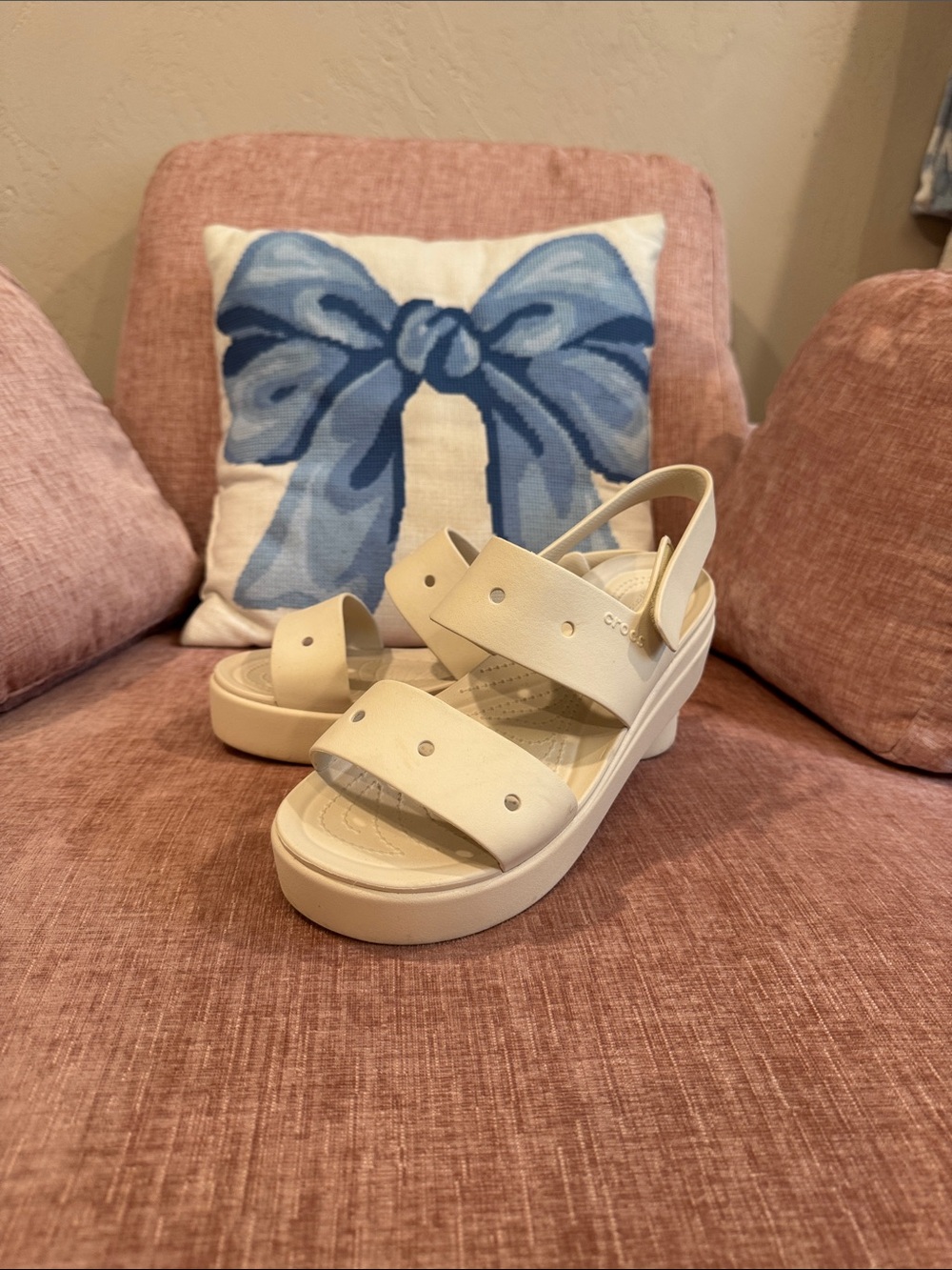 CROCS Platform Slingback Sandal in Cream